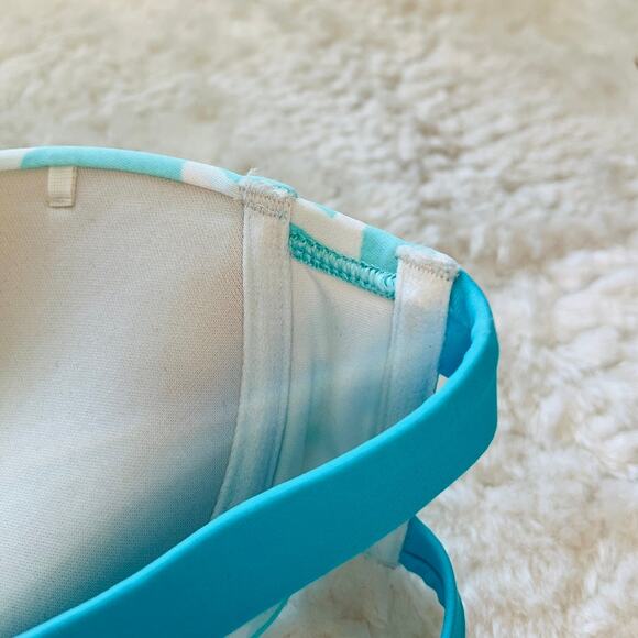 Aerie | Strapless Boho Light Blue and White Aztec Print Bikini Top | Size 34B - Picture 10 of 13